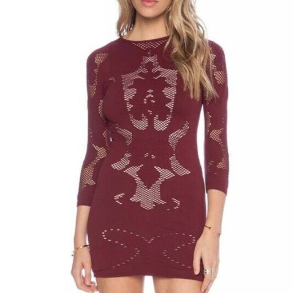 Free People Intimately Dress Burgundy Bodycon Mini